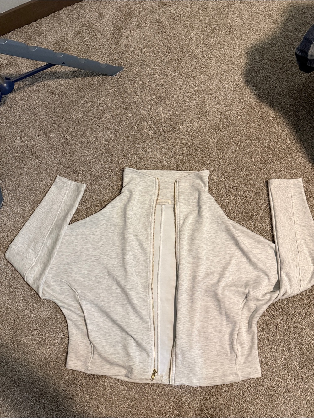 Light Cream Zip-Front Cropped Jacket